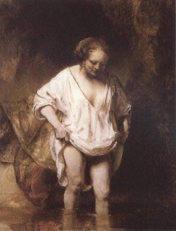 REMBRANDT Harmenszoon van Rijn Hendrickie Bathing in a Stream oil painting picture